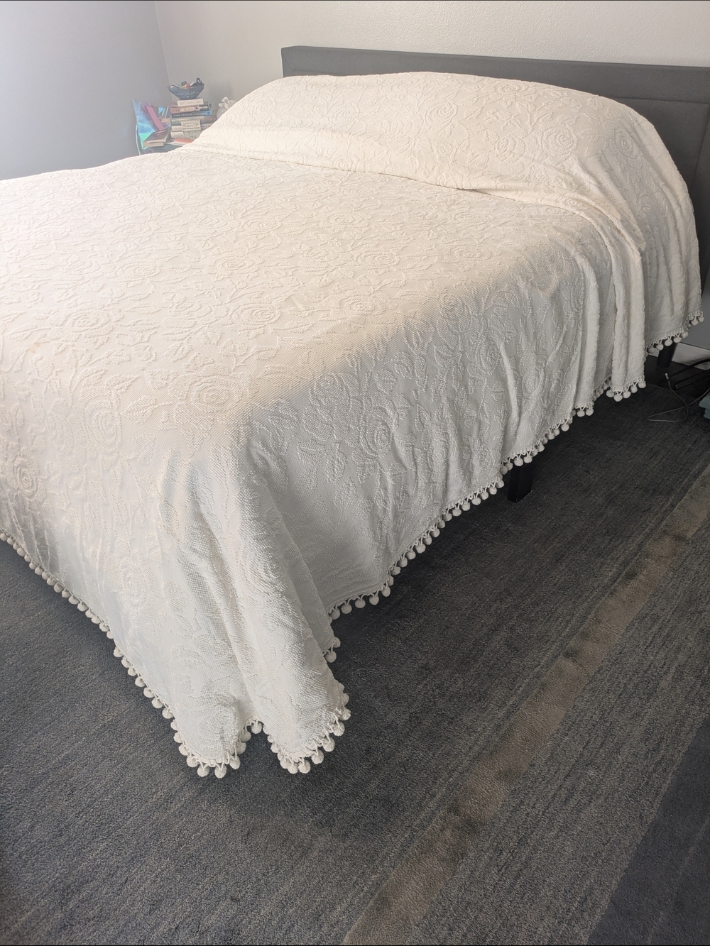 Vintage Cream King Chenille Cotton Comforter - Neutral Bedding